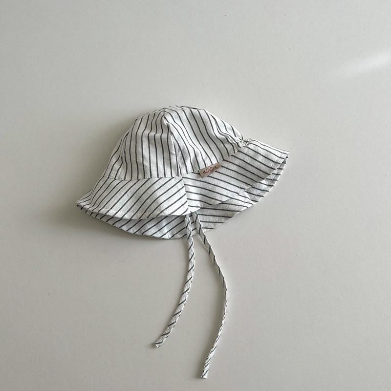 Summer Baby Bucket Hat Plaid Striped Lace-up Wide Brim Sunshade Fisherman Cap Infant Boys Girls Outdoor Sun Hats