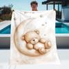 1pc Bear On Moon Blanket- Lightweight Throw for Sofa, Outdoor, Camping, Livingroom, Office, Chair, and Bed - Digital Printing Soft and Warm