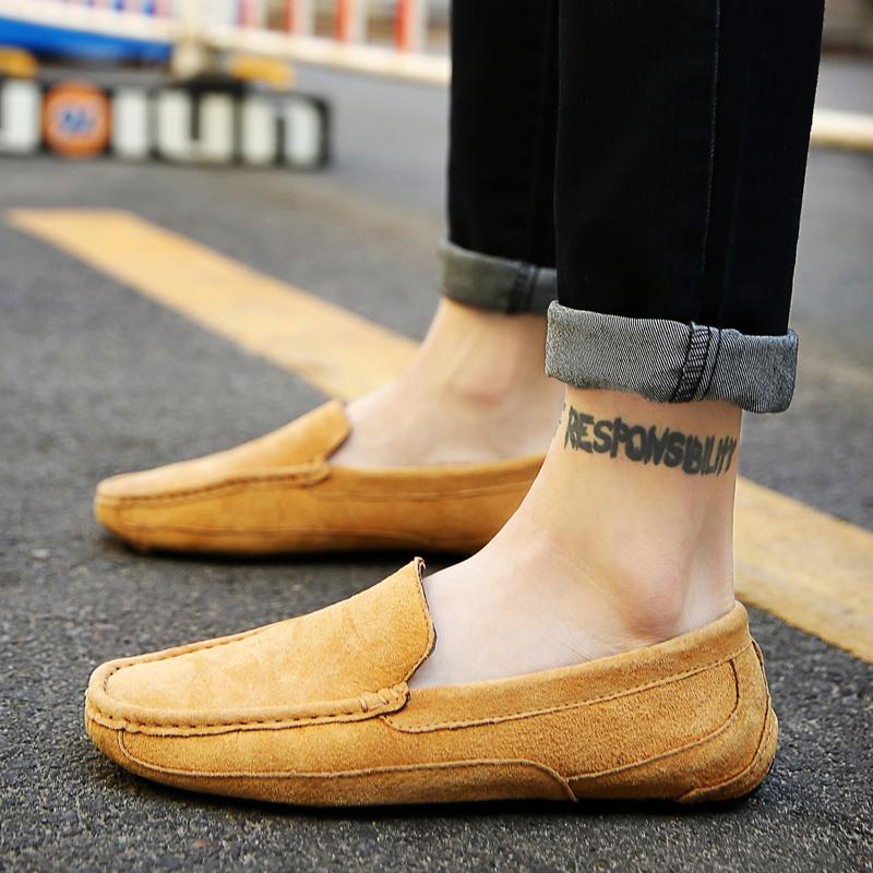 Fashion Men Flat Loafers 2025 Frosted Suede Flat Shoes Comfortable Non Slip Fashion Loafers Lightweight Trendy Outdoor Casual Shoes