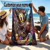 Custom Name Personalized PAC MAN Print Beach Towel, for Trip Camping Beach Party Home Decor, Birthday Gift for Family & Friends