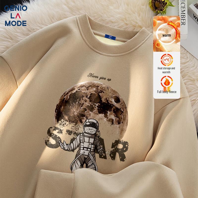 

GENIOLAMODE Men s Fleece-Lined Round Neck Letter Print Sweatshirt XL