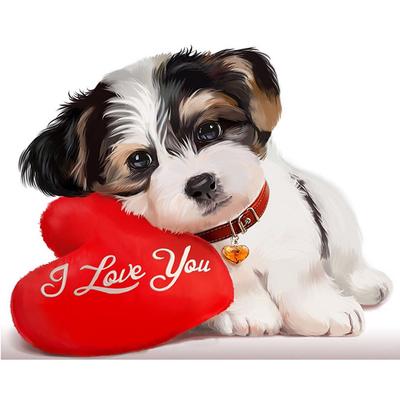 Diamante ricamo animale punto croce pittura diamante strass decorazioni per la casa cane e cuscino cuore