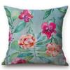 Flower Pattern Cotton Linen Cushion Cover Vintage Watercolor Flowers Decorative Pillowcase Waist Throw Pillow Cover Cojines