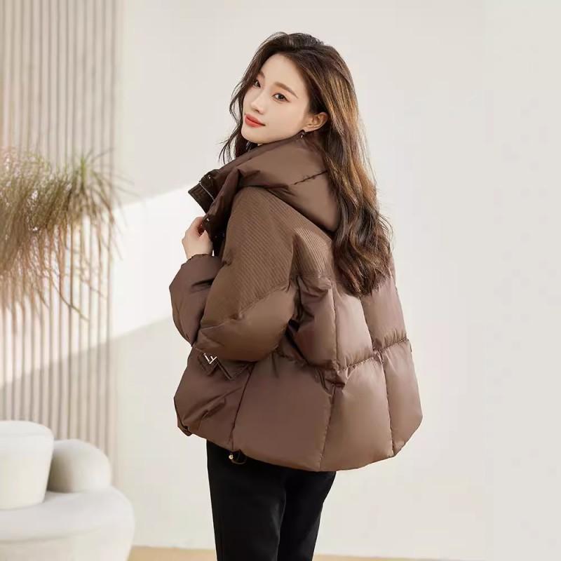 Womens Short Puffer Coat 2026 Winter Warm Hooded Cotton-Padded Jacket Loose Fit Petite Size