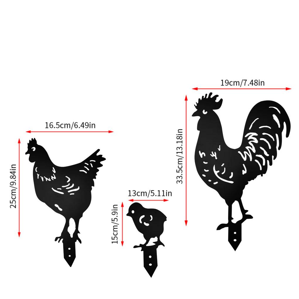 3pcs Garden Decoration Chicken Silhouette Ornament Backyard Lawn Courtyard Silhouette Decor by Hi.FANCY