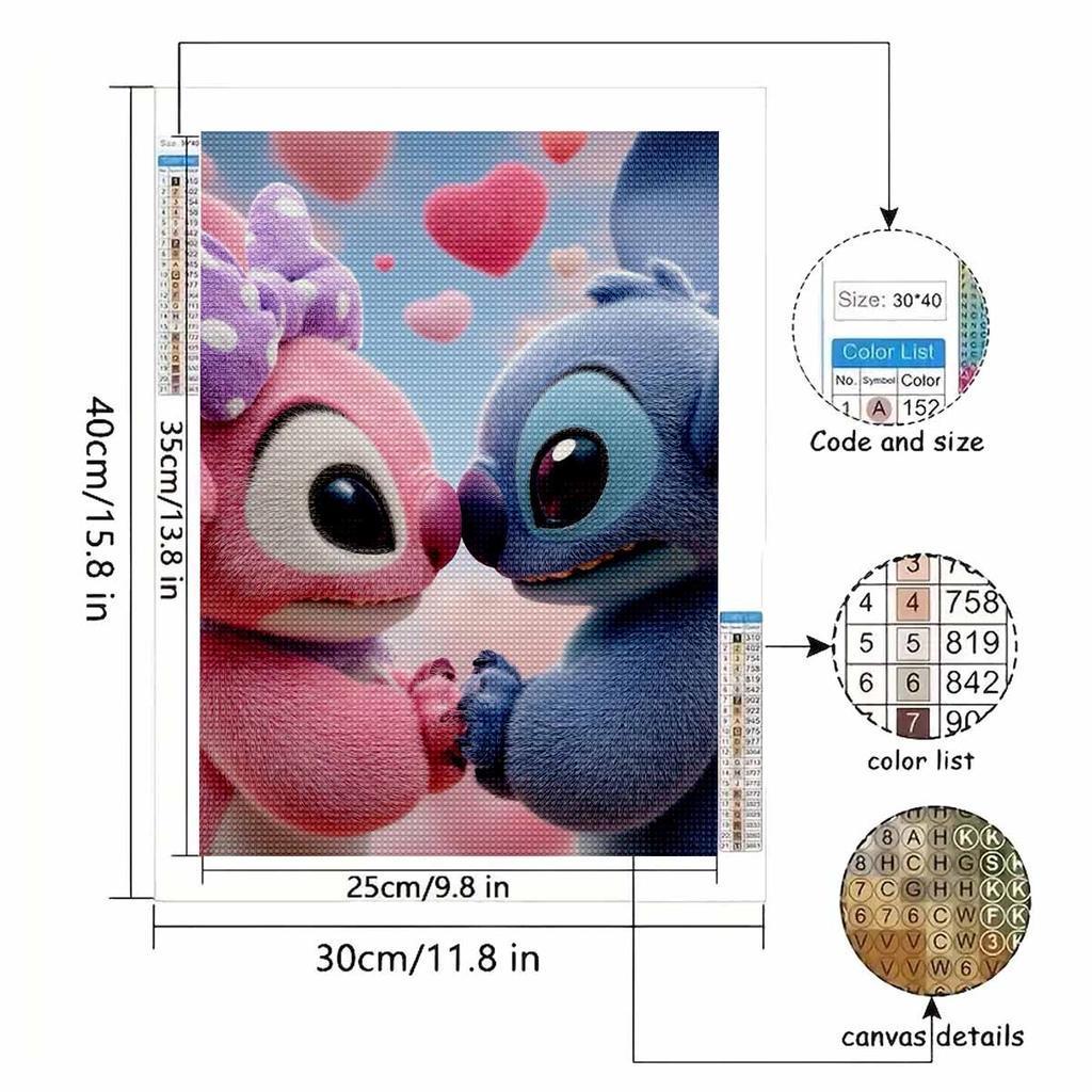 DIY Diamond Painting Stitch and His Girlfriend Cross Stitch Kit Mosaic Art Diamond Painting Full Circle Diamond Home Decoration