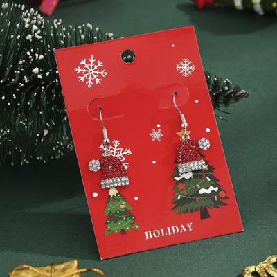 Wind Christmas Earrings with Diamonds Autumn and Winter Christmas Hat Rhinestone Studs Earrings Fashion Festive Ear Hooks