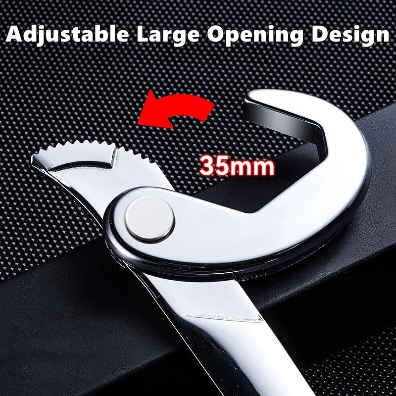 Universal 72-Tooth Ratchet Wrench Double Headed Labor Saving Adjustable Large Open End Wrench Steel High Hardness Repair Tools