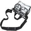 Clear cosmetic bag with removable and adjustable shoulder strap (Black)