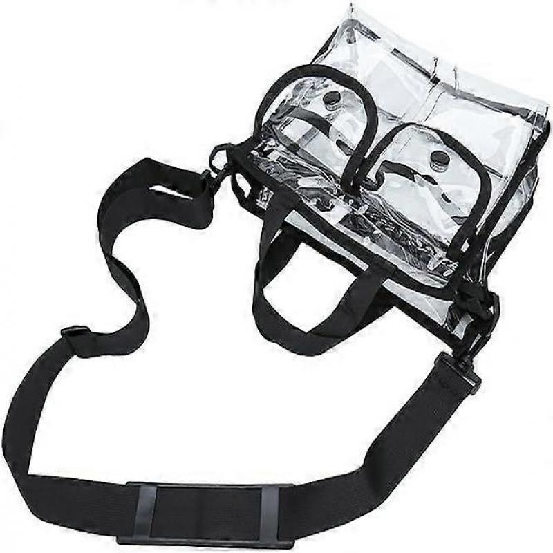Clear cosmetic bag with removable and adjustable shoulder strap (Black)