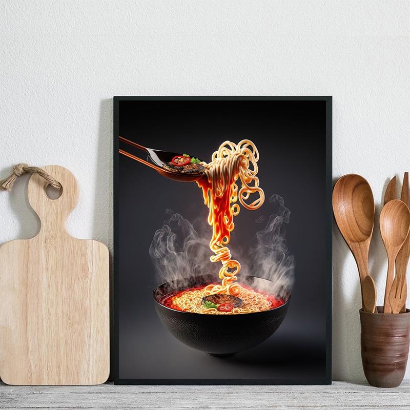 Japanese Food Ramen Noodles Posters and Prints Canvas Printing Modern Wall Art Picture for Cuisine Room Restaurant Decoration