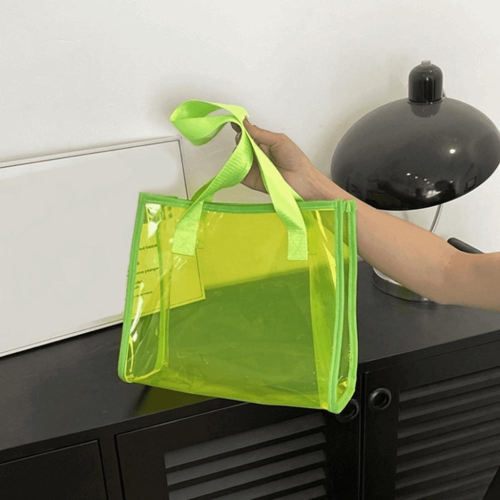 Large Capacity Waterproof Shoulder Bag Candy Color PVC Tote Bag Casual Transparent Handbag  Sports