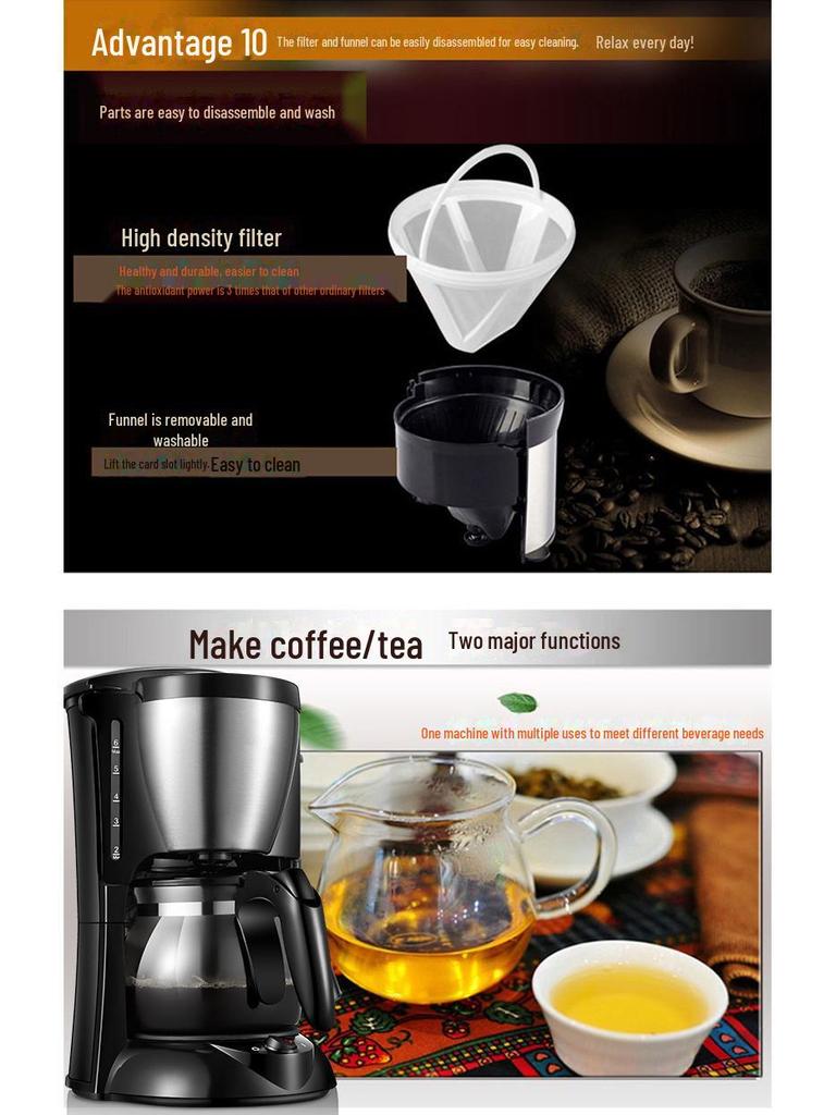 Compact Automatic Drip Coffee and Tea Maker for Home