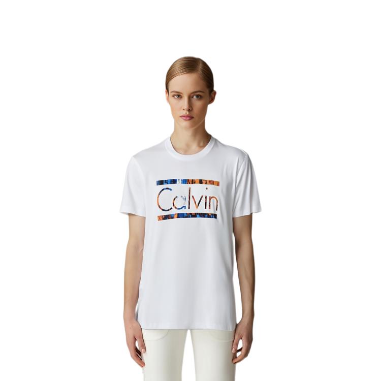 Calvin Klein Digital Color Logo Round Neck Short Sleeve T-Shirt Unisex T-Shirt White J319929-YAF