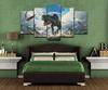 5 Pieces Wall Art Canvas Animal Poster Dinosaur World Decorative Painting Living Room Wallpaper Bedroom Picture Home Decoration