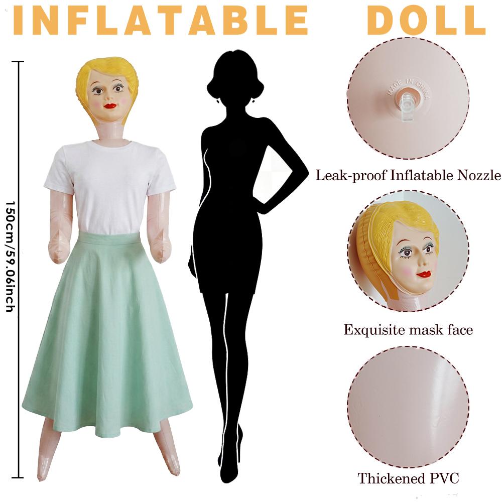 150cm Full Size Inflatable Human Model Thick PVC Leakproof Inflatable Doll Prank Toy Halloween Party Decoration Creative Gift