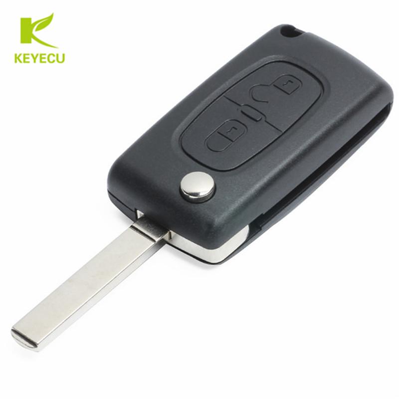 KEYECU Klappschlüssel Fernbedienung 2 Tasten 433MHz ID46 für PEUGEOT 207 208 307 308 408 Partner für Citroen C2 C3 C5 2005-2009 0536 Modell