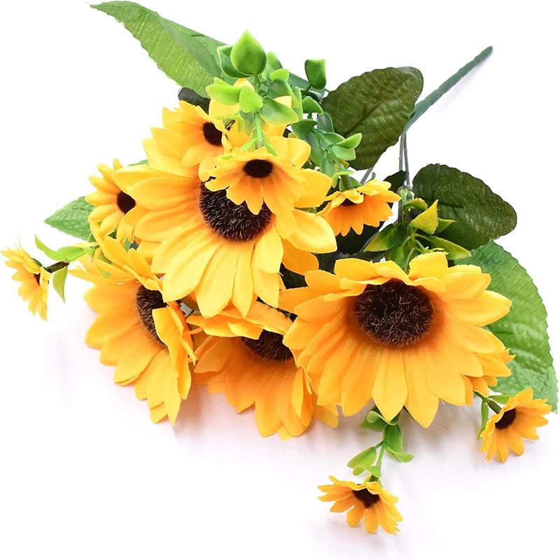 

1 пучок 13 головок искусственные подсолнухи 30 см кустарники букет из искусственных цветов для сада дома комнаты свадьбы кафе магазина украшение для вечеринки