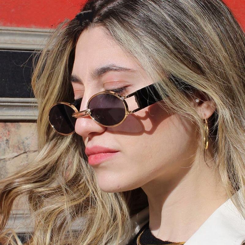 1PC Unisex Plastic Fashion Oval Sunglasses UV Protection for Street Photography Beach Travel Party Driving