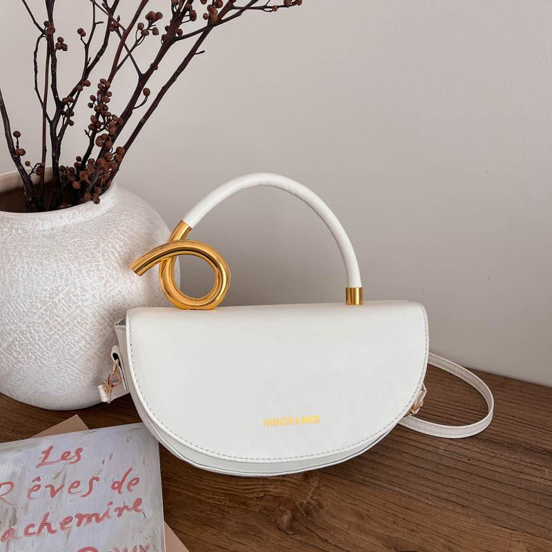 

Crossbody One Shoulder Saddle Underarm Fashion Trend Texture Winter Casual Large Capacity Commuter Handbag Women білий