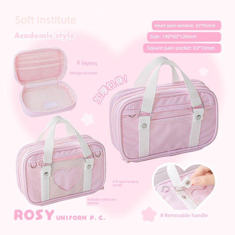 

Rosyposy Soft Set Pencil Case Good-looking Ins Style Large Capacity Notebook Pack Simple Cosmetic Bag Niche Style Non-Collision Powder pink