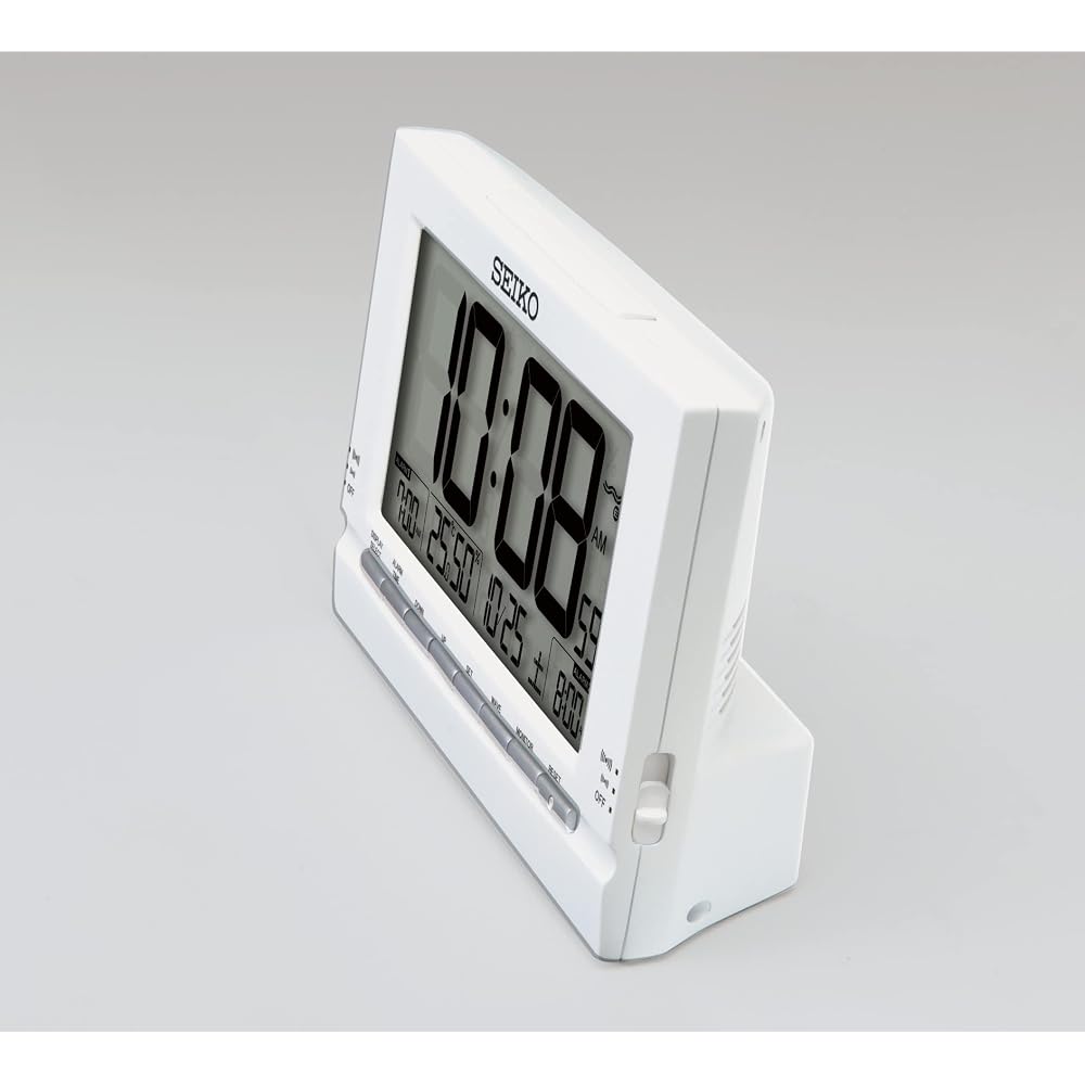 Seiko SQ323W Alarm Clock Table Clock Digital Radio Controlled White 112 x 173 x 54 mm