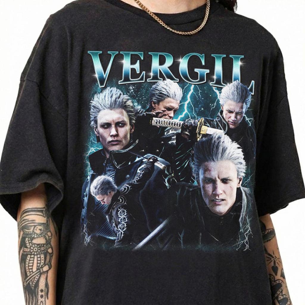 Vintage Vergil T-shirt, Devil May Cry Shirt, Sons of Sparda Merchandise, Retro Game Character Homage Shirt, DMC Gaming Fan Gift