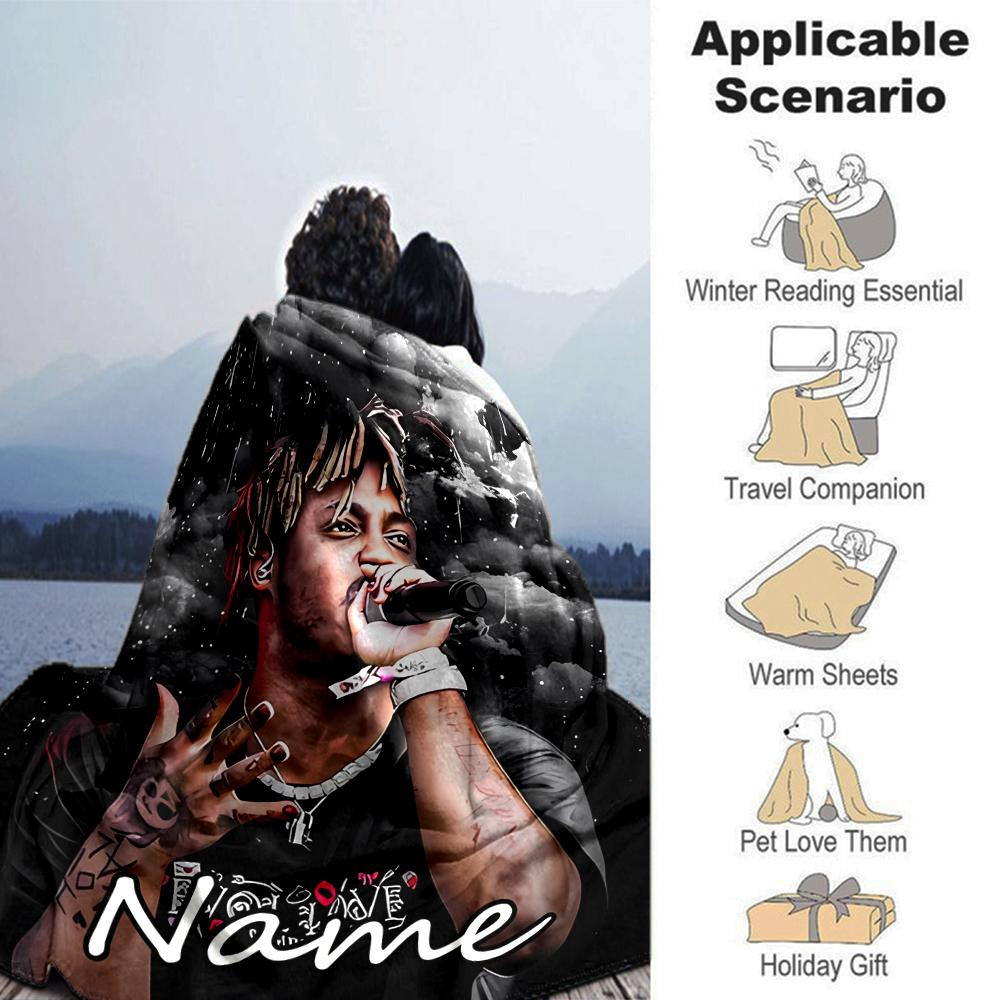 Customiz Name Personality Juice WRLD Blanket Soft &Warm Sofa Office Bed Travel Lunch Break Blanket, Gift Suitable All Seasons