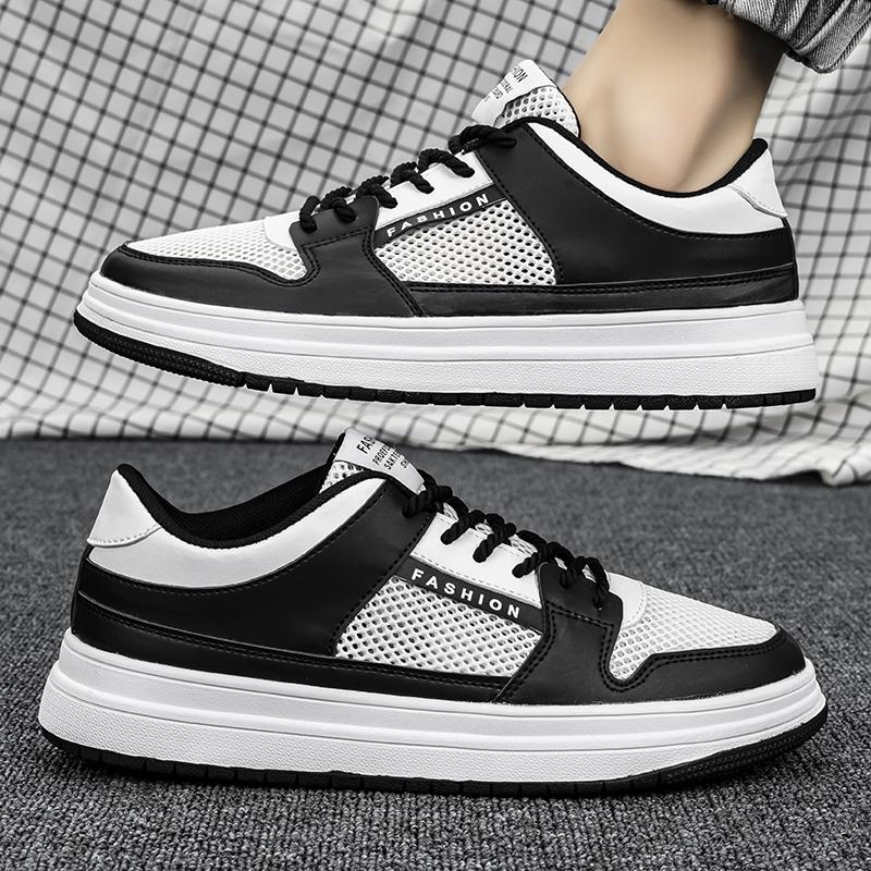 2025Men's Vulcanized Shoes with Breathable Mesh, Flat Heels, Low Top and Round Toe, New Color-blocked Fashionable Sneakers shoes
