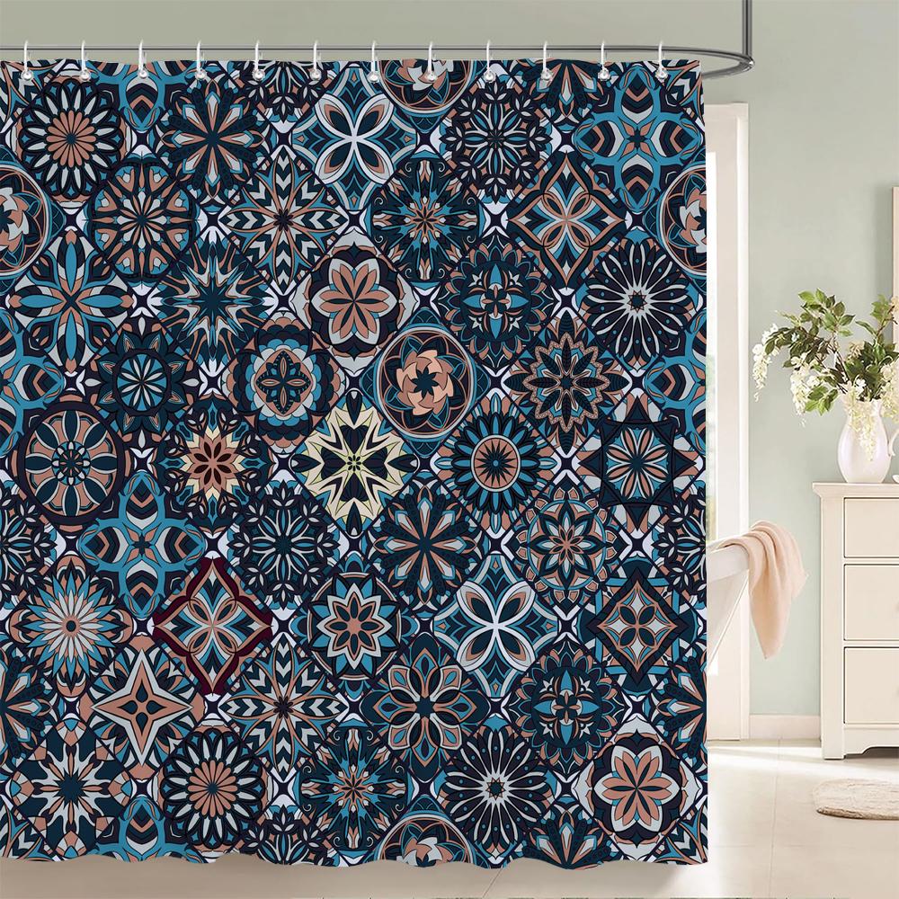 Waterproof Shower Curtain For Bathroom Bohemian Pattern Printing Bathtub Curtains Fabric Polyester Bath Curtain With Hooks