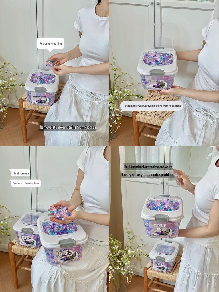 Geli Jing Giant 5D Freesia Laundry Pods: Concentrated Detergent, Large Capacity, Stain Removal, Long-lasting Fragrance