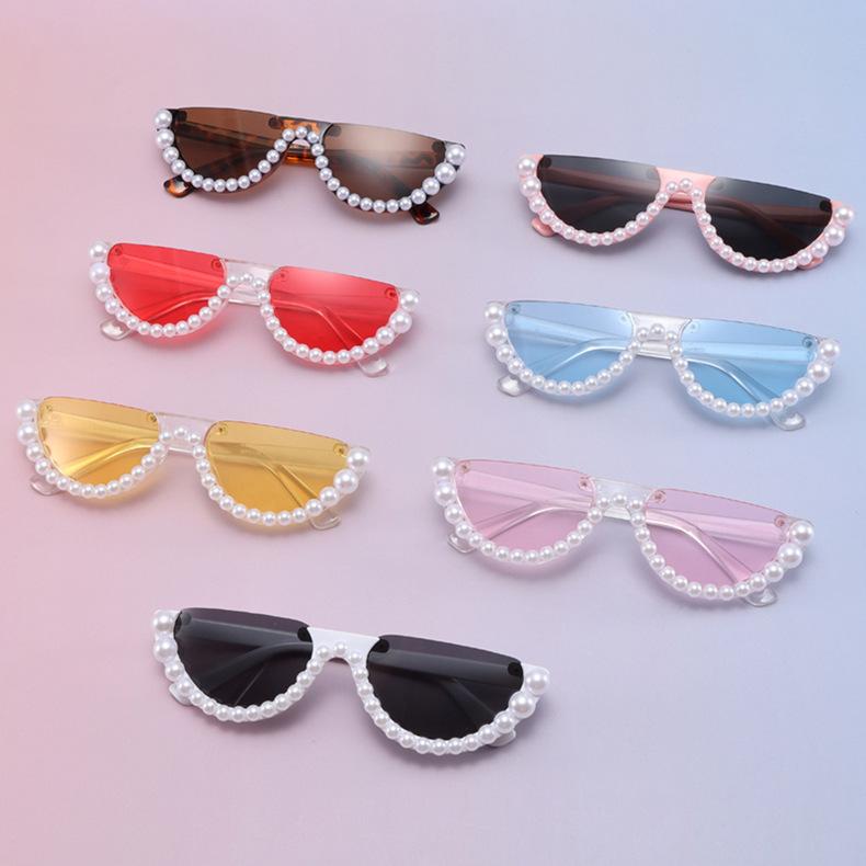 Love Sunglasses Heart-Shaped Pearl Sunglasses Women'S Candy-Colored Glasses Peach Heart Marine Slices Ins Cute