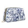 Franse Landelijke Make-uptas Retro Toile De Jouy Leer Reizen Cosmetica Organizer Vrouwen Grote Capaciteit Waterdichte Toiletartikelen Tas