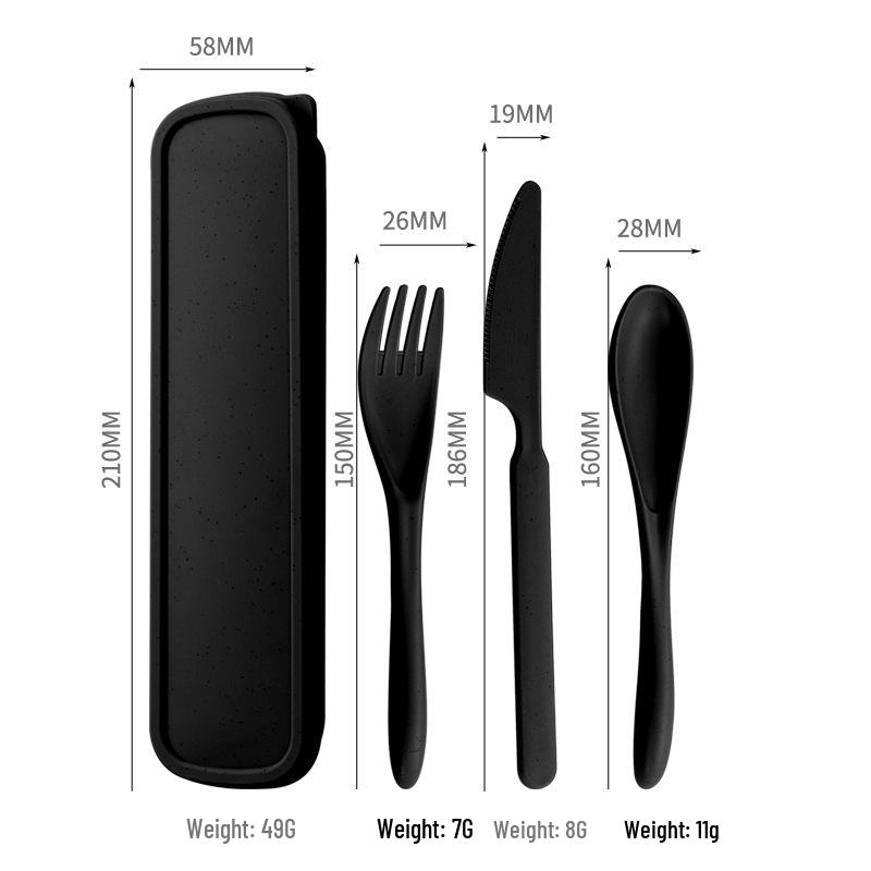 Wheat Straw Travel Cutlery Set: Knife, Fork, Spoon with Storage Box