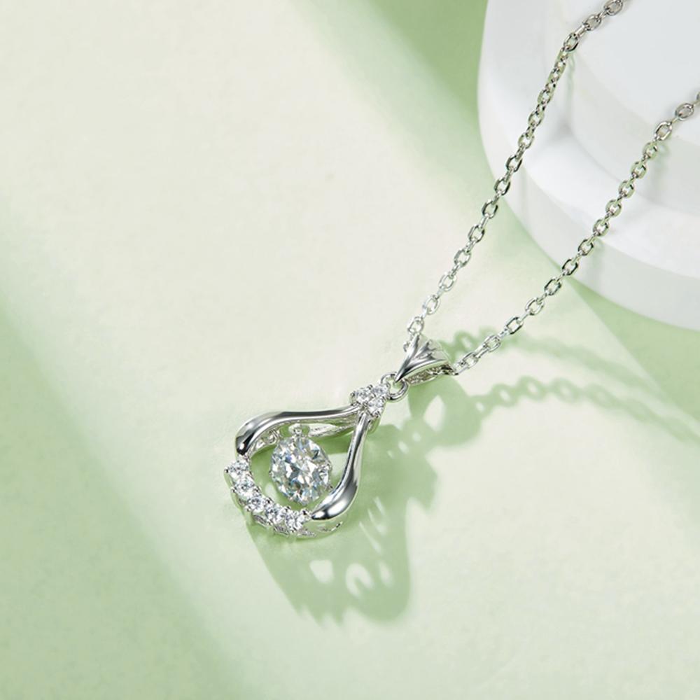 925 Sterling Silver 5mm Gra Moissanite 100 %Pass Test Diamond White Gold Pendant Necklaces Wedding Gift Jewelry