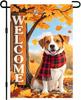 Fall Garden Ag 12x18 Inch Welcome Beagle Dog Outdoor Ag Double Sided Autumn Puppy Yard Banner with Red Plaid Scarf Maple EEL
