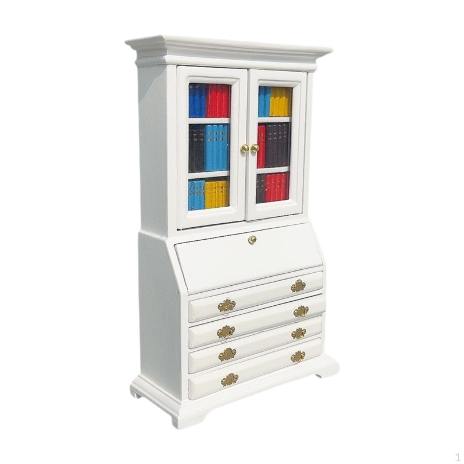 

Dollhouse Miniature Furniture Decoration Accessories Bookcase Photo Prop Decorative Wood