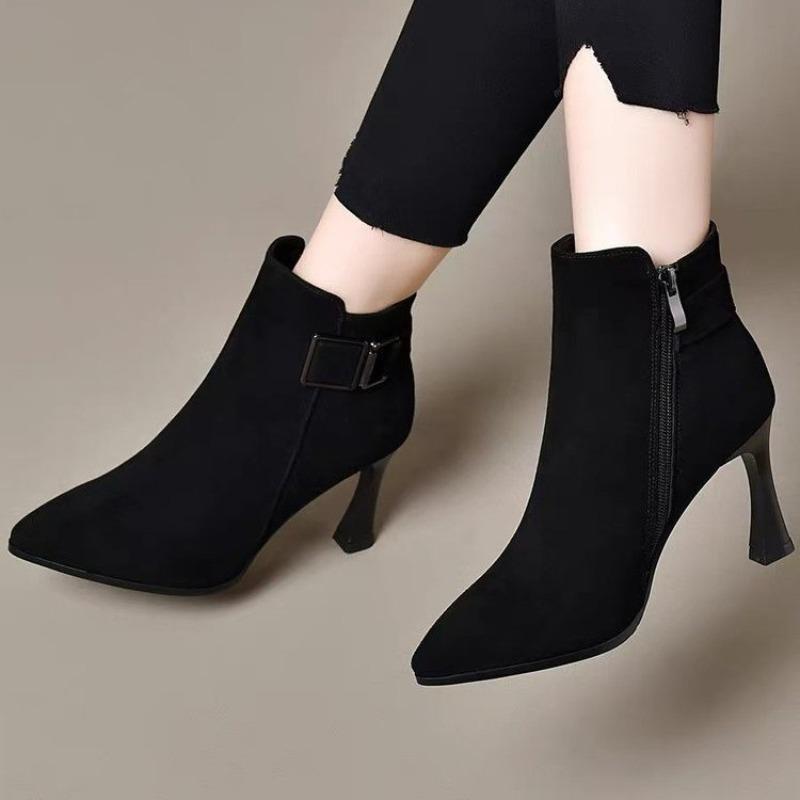 Pointed-toe High-heeled Ankle Boots, New Styles of Women's Single Boots and Single Shoes