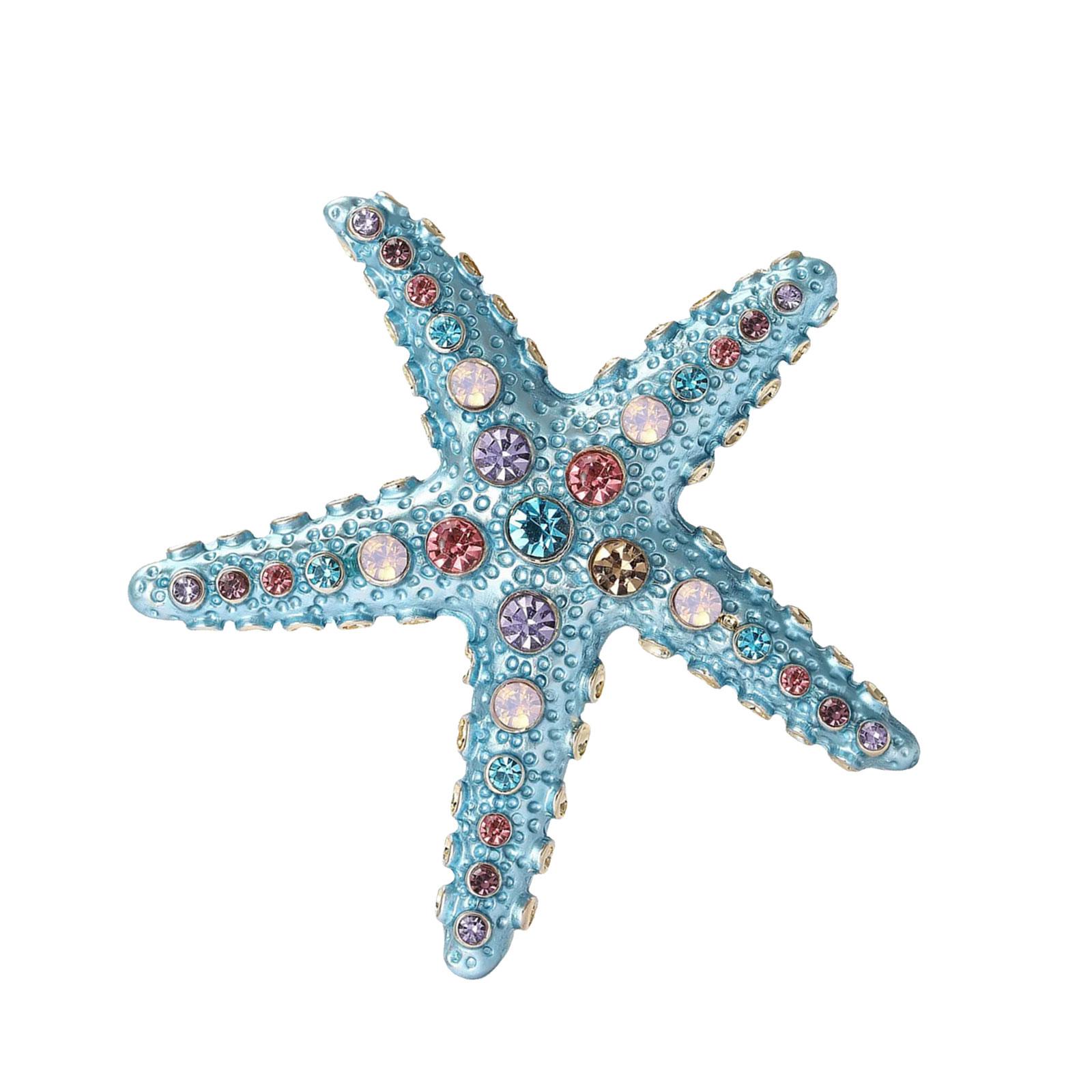 

Stylish Starfish Brooch Rhinestones Accent Jewelry Gift For Her Beach Party Everyday Outfit Enhancer синий