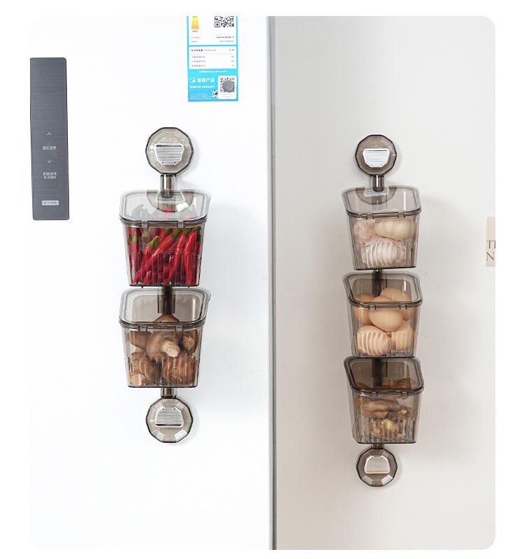 Multifunktionell Väggmonterad Köksförvaringslåda med Lock - Hålfri Transparent Sugkoppshållare för Grönsaker