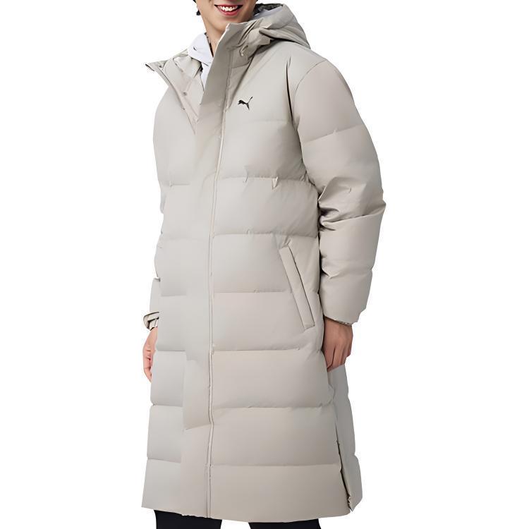 Puma Long Down Jacket Solid Color Comfortable Soft Long Warm Down Coat Unisex Jacket Marble-Grey 687428-68