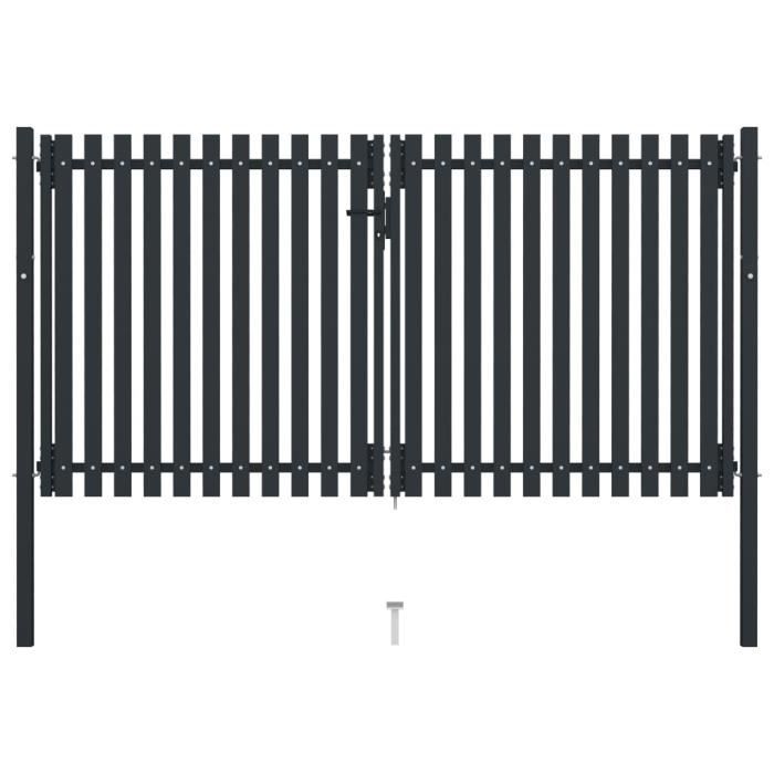 Portail de clôture - vidaXL - Double porte - Acier enduit de poudre - 306x220 cm - Anthracite
