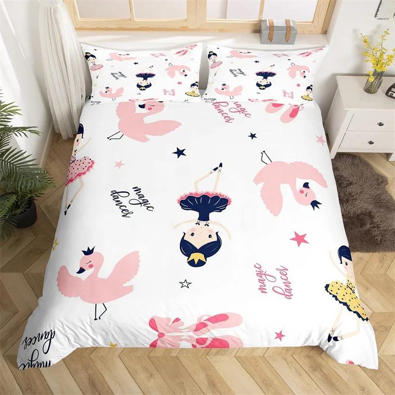 Comforter Ballet Ballerina Rose Flower Bedding Set Cute Little Dancers Comforter Twin King For Girl Gymnastics Lover