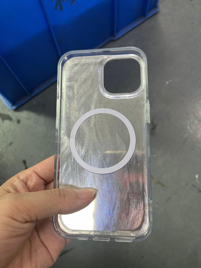 IMD double-layer colorful wave laser Apple 15pro mobile phone case iPhone17 protective case silver trend explosion
