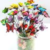 50 Stück Schmetterlingsstäbe Bunte Simulationsschmetterlinge für den Außenbereich Garten Hof Pflanze Blumentopf Frühlingsgartendekoration 25*4cm