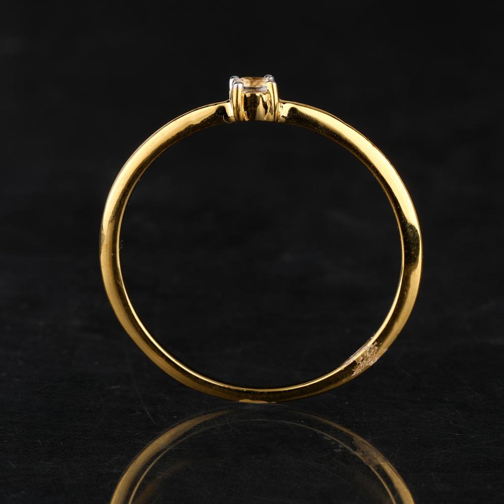925 Sterling Silver Gold Plated White Topaz Ring Round 3mm Minimal Handmade Fine Jewelry Gift for Her