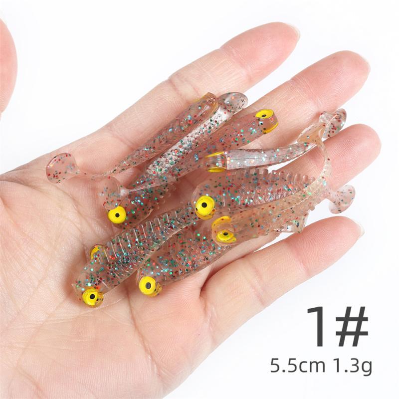 10pcs/pack Silicone Fishing  Bait Fishing Lure Set 5.5cm1.5g T-tail Soft Bait