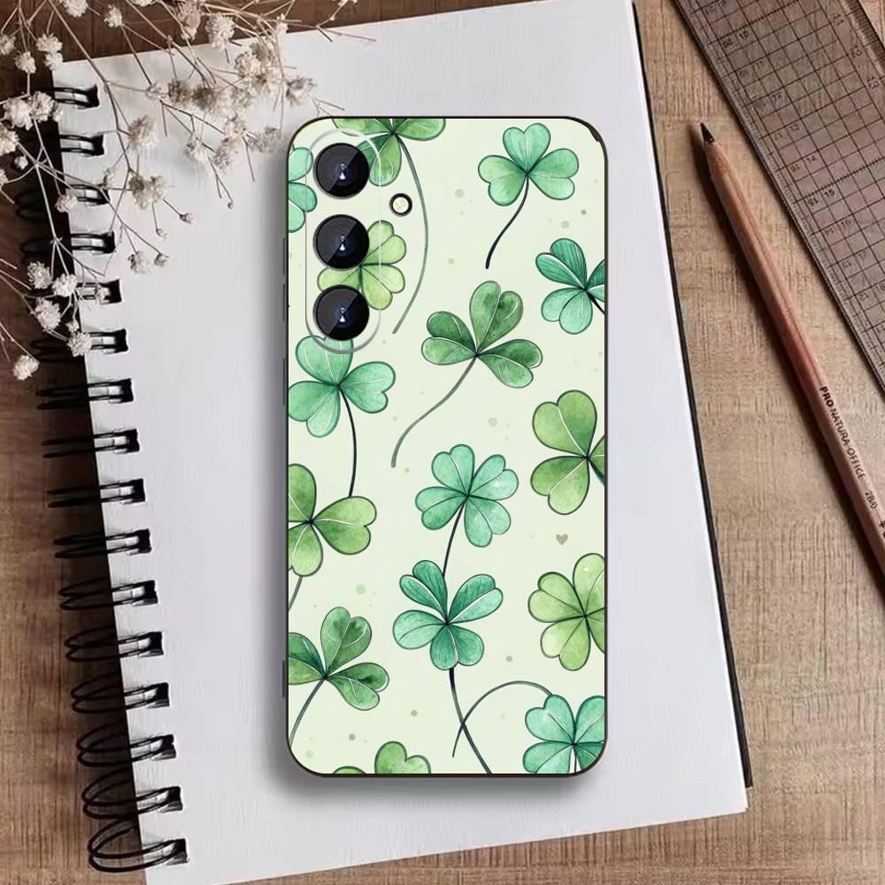 Lucky-Four-leaf Clover Phone Case For Samsung Galaxy A73,A21s,A22,A31,A52,A53,A71,A41Soft Black Shell