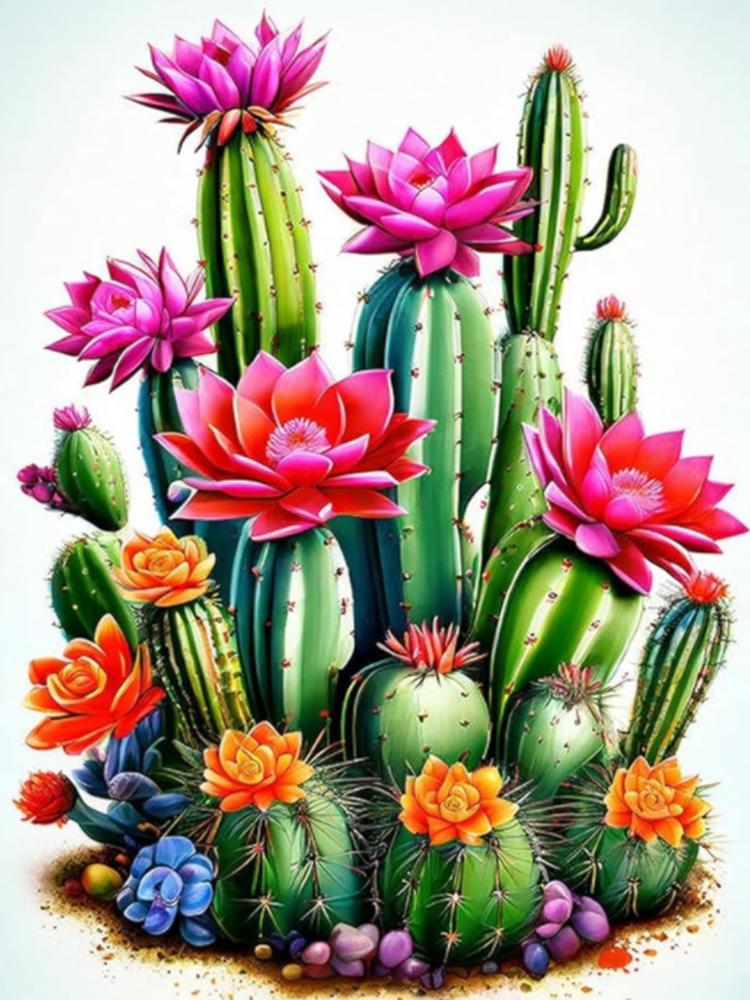 DIY Diamond Painted Flower Cactus Potted Plants Diamond Mosaic Embroidery Cross Embroidery Set Home Decoration Art Gifts 2024 5D