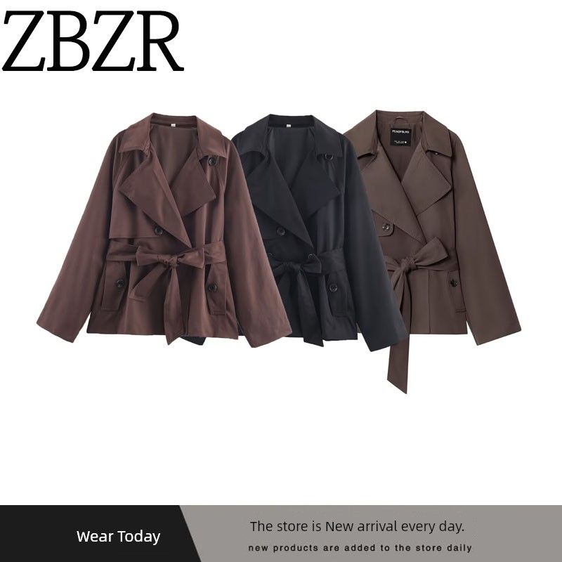 Za Autumn and Winter New Women's Clothing Zr European and American Style Fashionable Versatile Double-Breasted Short Trench Coat 1282726